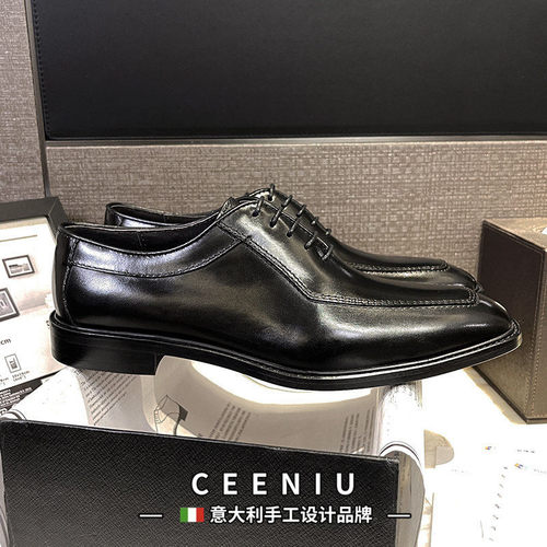 CEENIU意大利正装皮鞋男鞋牛津鞋真皮英伦结婚新郎商务休闲厚底