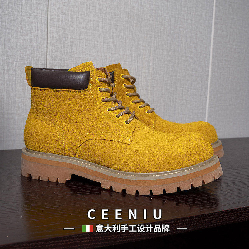 CEENIU意大利马丁靴男鞋英伦风真皮工装靴厚底工装靴沙漠大黄靴