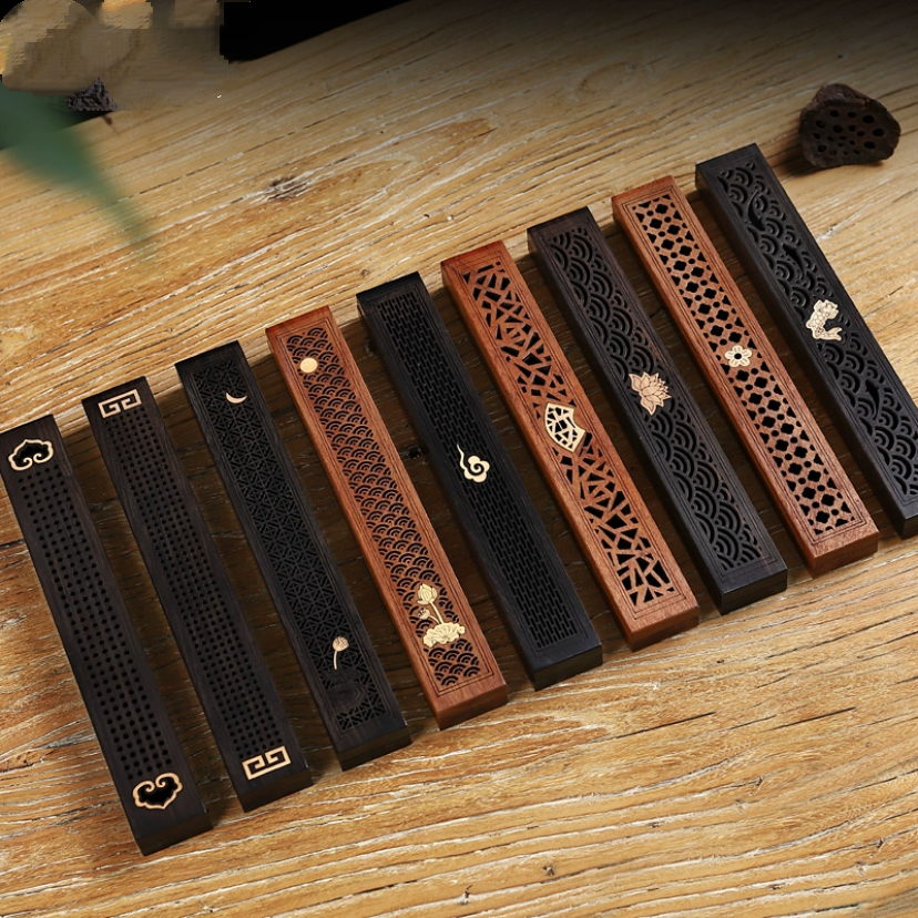 花梨木卧香盒家用室内檀香炉实木质茶道线香插焚香器沉香熏香炉