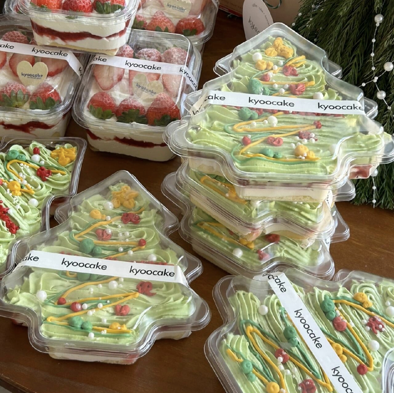 圣诞节网红圣诞树蛋糕包装盒烘焙慕斯甜点小蛋糕水果果切打包盒子