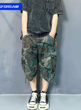 BIGFORSAM美式经典M51大兜迷彩工装短裤复古做旧M65休闲五分军裤