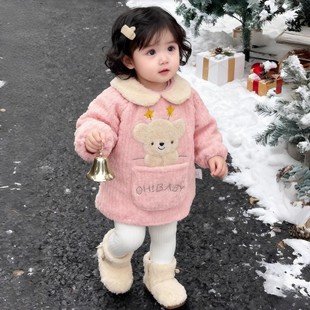 宝宝罩衣女外穿洋气可爱秋冬季防脏吃饭围兜围裙护衣儿童反穿衣