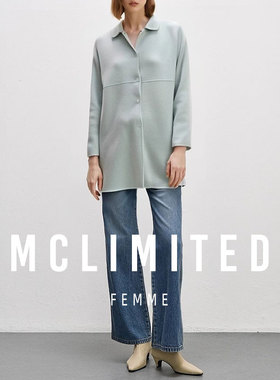 MCLimited 进口100%羊毛面料 马卡龙色系 女士手缝毛呢大衣 9055