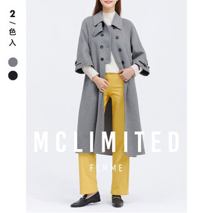 韓單 / 獨特設計 10%羊絨 觸感高級 女士雙面手縫羊毛大衣 9226