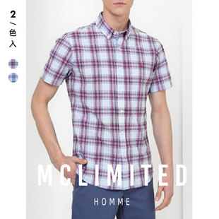 短袖 男士 衬衫 怀旧时光 格纹 Mclimited 免烫抗皱全棉经典 8018