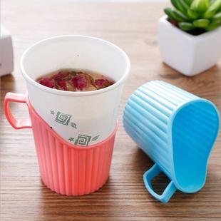家用一次性纸杯杯托办公室塑料杯套开水隔热防烫加厚杯托杯架杯套