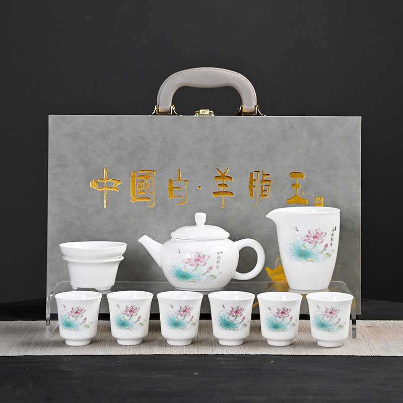 羊脂玉德化白瓷茶具茶壶功夫套装家用泡茶一整套全套茶杯定制礼品
