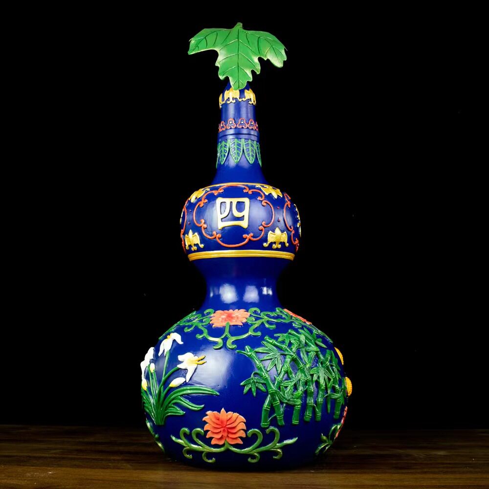 彩铜开盖葫芦摆件富贵玉堂家居工艺装饰品摆件吉祥富贵铜葫芦摆件