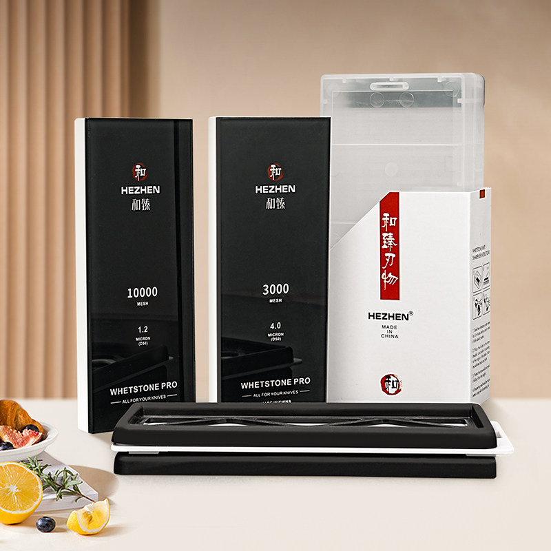 和臻白刚玉玻璃磨刀石套装厨房菜刀油石快速厨师专用磨刀工具家用