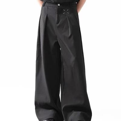 马吉拉微喇叭休闲裤日系黑色垂感宽松休闲西装长裤男女裤