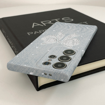 蕾丝蝴蝶结新款菲林壳s23+硬壳适用三星s24ultra华为OPPO苹果VIVO手机壳s22十/s21/a54/note10plus的保护套