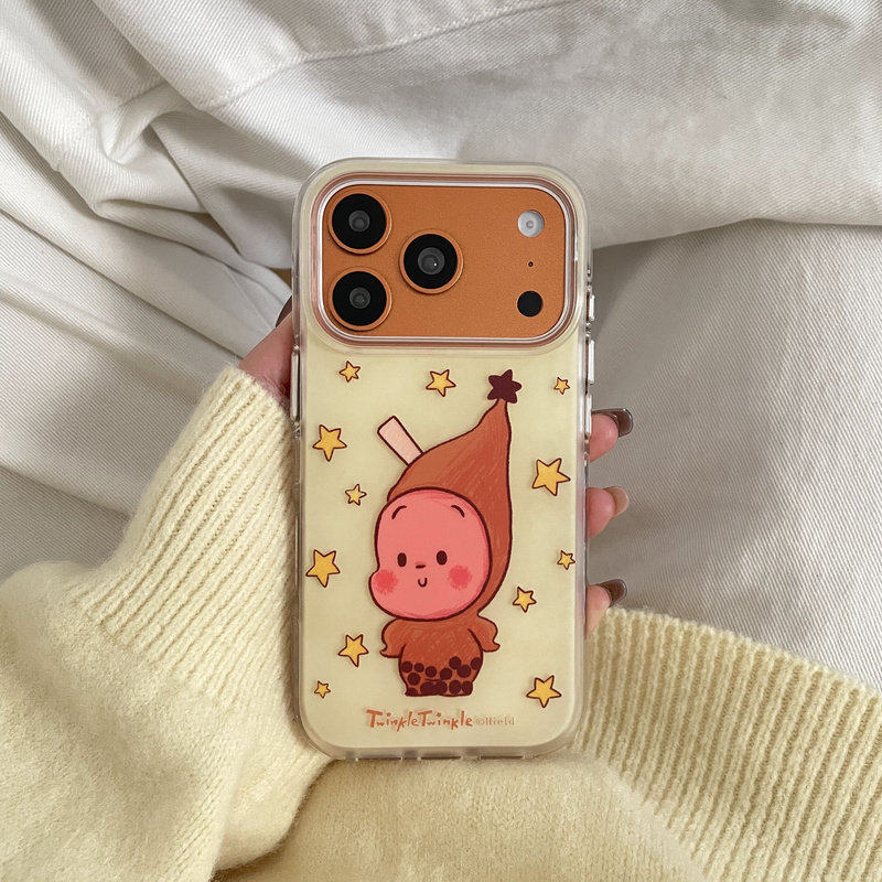 珍珠奶茶星仔适用于苹果IPHONE17PROMAX手机壳16pm新款15超火14不会撞壳可爱防摔硅胶超好看巨漂亮外壳