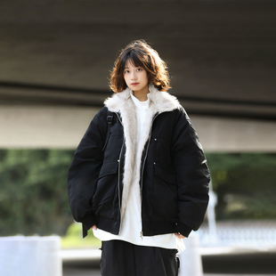 阿于呆美式 宽松加厚保暖大口袋棉服外套 立领毛领座山雕棉衣男冬季