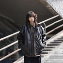 阿于呆美式 立领PU皮衣加厚夹克男宽松保暖做旧机车棉服外套女 冬季