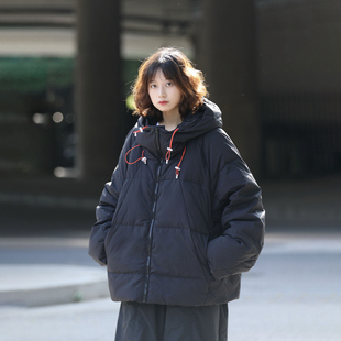 阿于呆冬季90白鸭绒连帽羽绒服男户外加厚保暖面包服防寒外套女潮