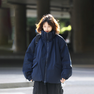 加厚保暖休闲棉衣外套女 立领棉服男冬季 阿于呆美式 廓形设计感工装