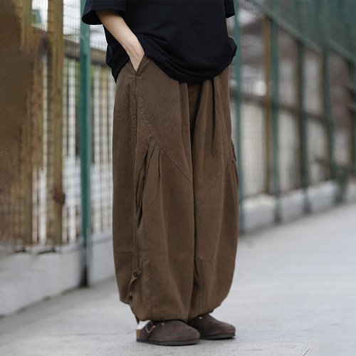 阿于呆日系复古宽松工装裤