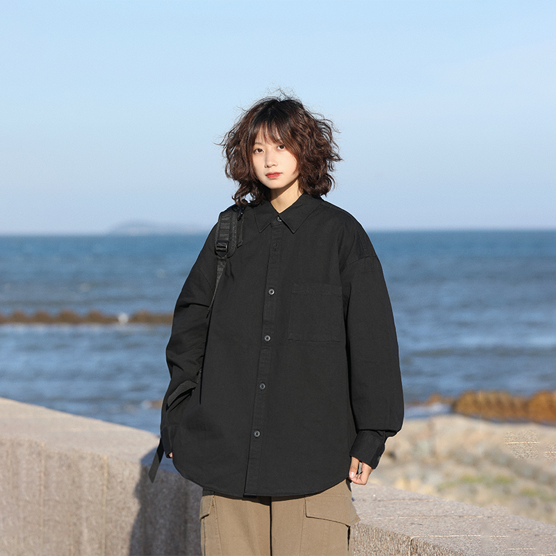 阿于呆日系复古纯棉长袖衬衫