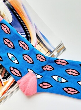 bluesugar四季款男袜高筒花长袜子韩国潮流滑板球鞋潮袜复古00379