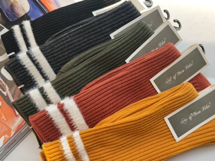 水貂绒袜子韩国日系女 学院风 秋条纹中长筒堆堆袜纯棉线ins潮韩版