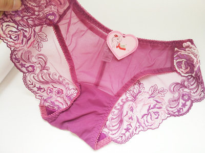 蕾丝面料低腰透明刺绣三角裤头