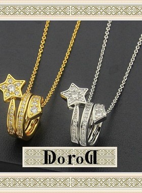 D L O R O L D家高端小香风彗星多圈满钻V金项链星星流星带钻女