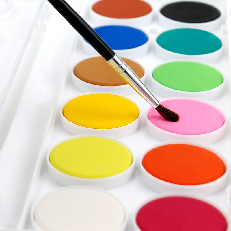 雄狮粉饼水彩16色28色套装初学者绘画创作固体浓缩压制水彩画颜料