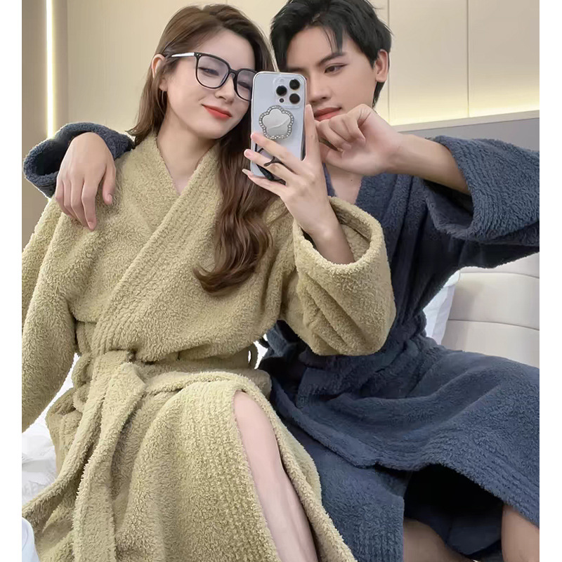 睡袍女2025新款情侣睡衣厚加长法兰绒浴衣珊瑚绒睡袍男浴袍家居服