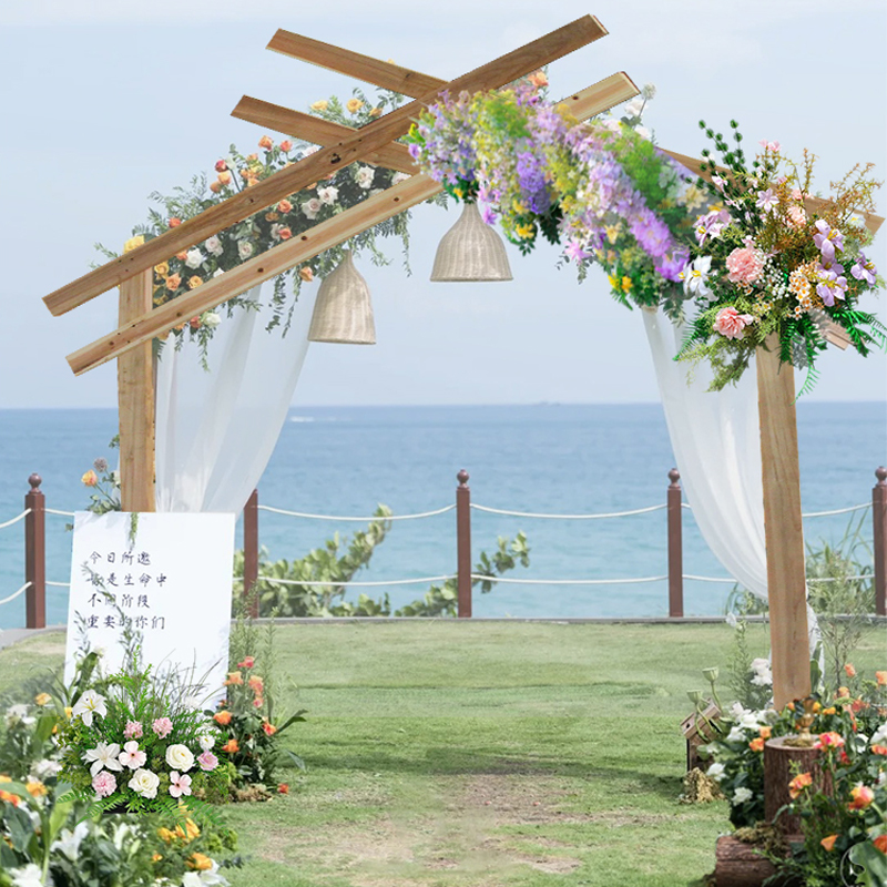 森系户外婚礼实木方拱门