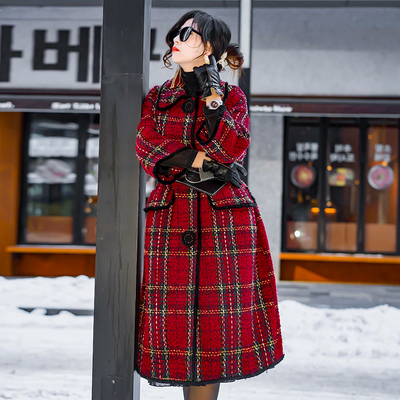 显瘦中长款羊毛毛呢外套绵羊复古