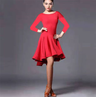 贺杨喻拉丁舞裙女成人露背春夏季新款大摆舞蹈服大码练功服演出服