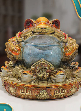 姜铜匠全铜招财金蟾摆件工艺品客厅办公室收银台装饰乔迁开业礼品