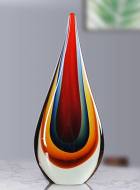 奢艺淄博博山琉璃摆件工艺品轻奢水晶花瓶摆件新中式客厅玄关酒柜