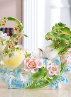 帕美居葫芦白菜摆件陶瓷家居客厅装饰品工艺品酒柜电视柜摆设创意