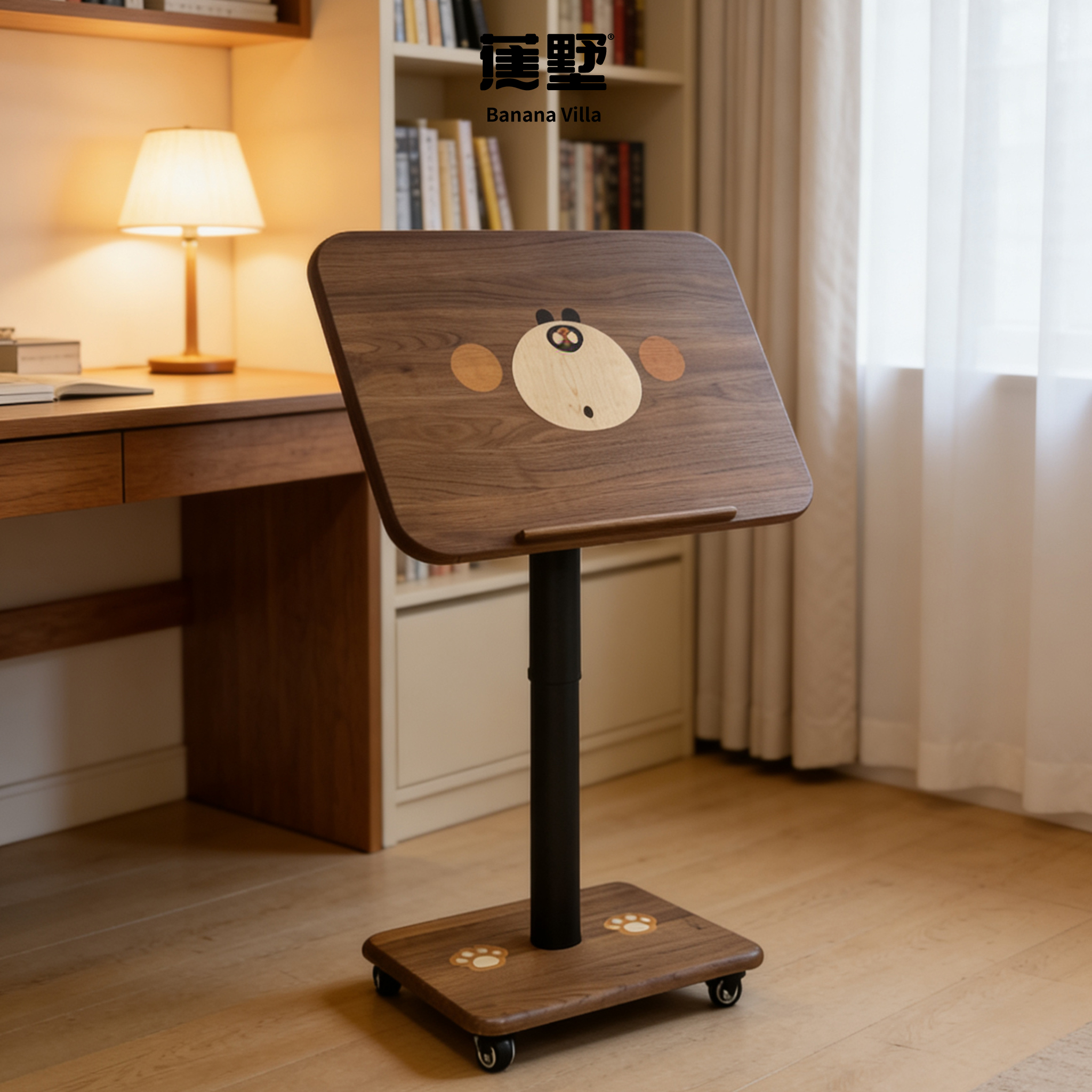 实木可爱小猫小熊升降桌
