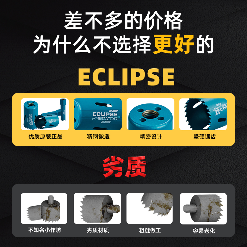 英国ECLIPSE高速钢双金属开孔器20mm多功能铝板不锈钢25木工专用