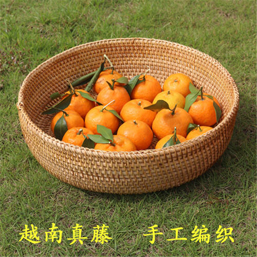 LNGALANDGRE手工藤编馒头筐家用水果篮子竹编面包零食收纳篮厨房