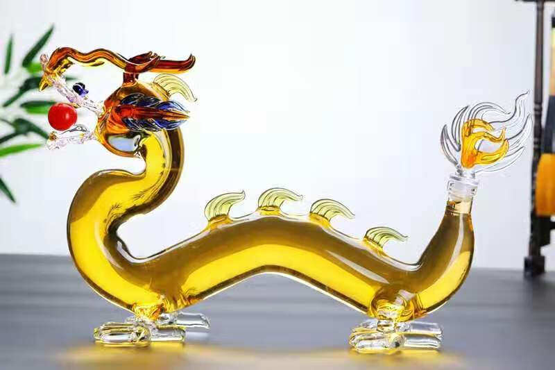 厨婆婆加厚龙形酒瓶玻璃泡酒瓶艺术透明十二生肖密封创意白酒瓶空
