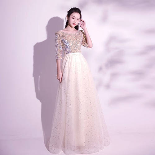 宝乔旭大合唱团演出服女长裙合唱服装艺考独唱朗诵表演服饰主持人