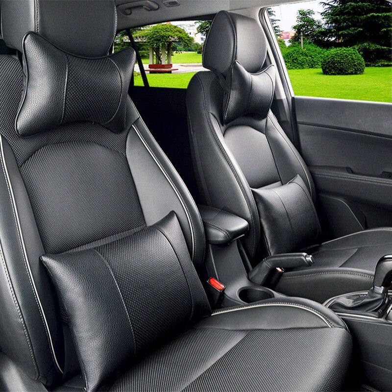 汽车头枕护颈枕车载靠枕一对真皮太空记忆棉车用枕头车内座椅骨头