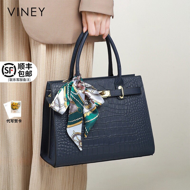 Viney礼物手提包包2025新款女包中年女士铂金包高级感真皮妈妈包