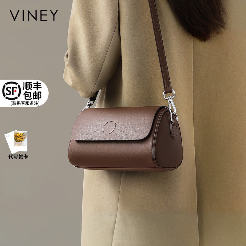 Viney包包女2025新款秋冬斜挎包枕头包圆筒小包高级感单肩包女包
