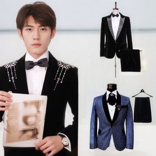 出租演出服男装歌手舞台表演主持人艺考礼服司仪修身潮流西装外套