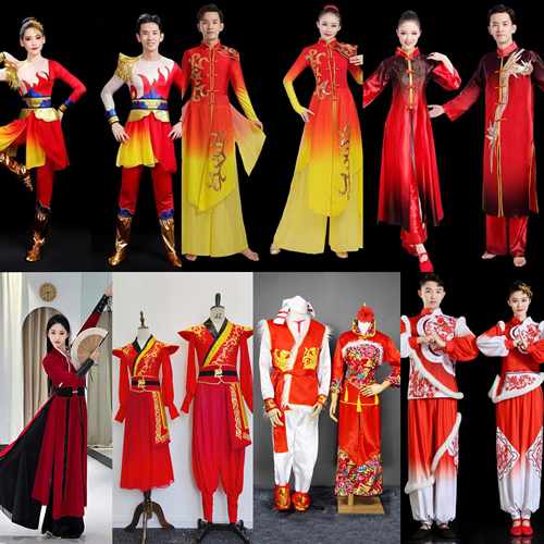 打鼓开场舞蹈秧歌演出服装出租