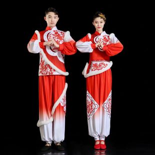 出租春晚开场舞秧歌服中国风剪纸风表演服装敲锣打鼓喜庆扇子舞服