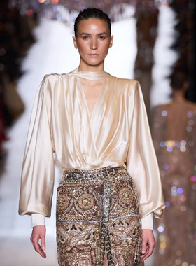 明星同款晨袍礼服高端轻奢小众法式高级醋酸缎面衬衫2024新款女装