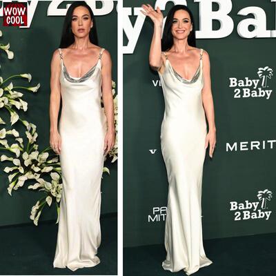 katy perry 同款白色礼服裙吊带连衣裙主持人晚礼服晚宴年会女装