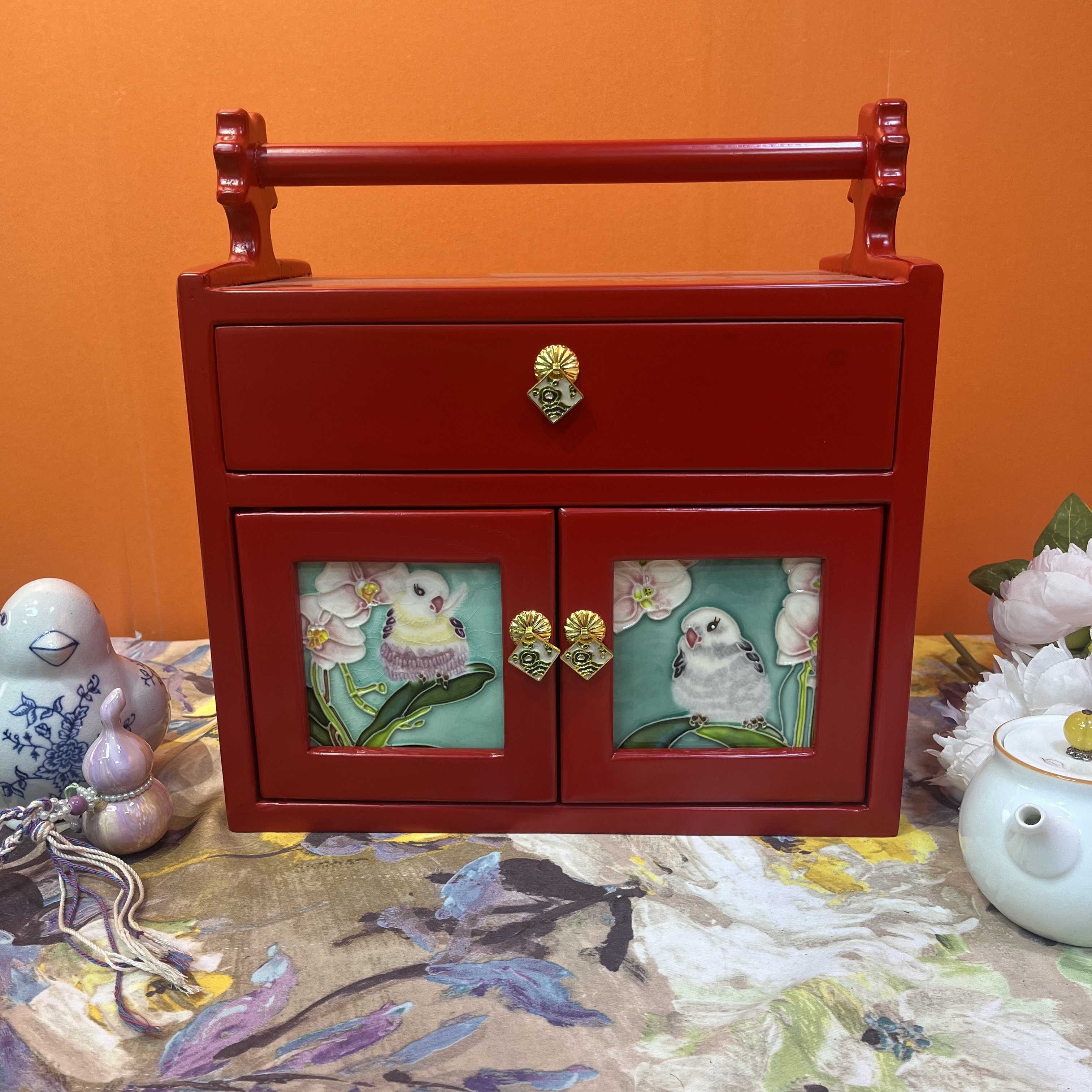 新中式国风榆木提梁带抽屉收纳柜,收纳整理,收纳柜,淘宝优惠券,粉丝福利购,淘宝优惠卷