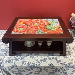 30*45新中式折叠飘窗桌防水美式风格方形阳台立体多功能装饰摆件