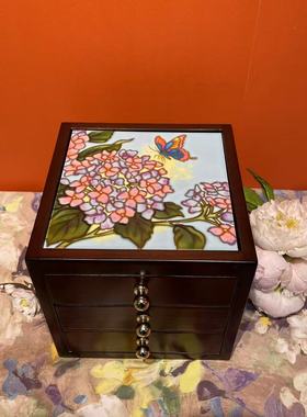 元旦20方中国风新中式手工制作桌面收纳三层层多功能化妆首饰盒